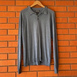 HAROLD POWELL Men's Blue Long Sleeve SILK Blend